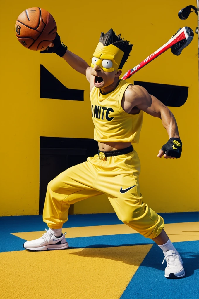 Bart Simpson dressed in Nike and fighting