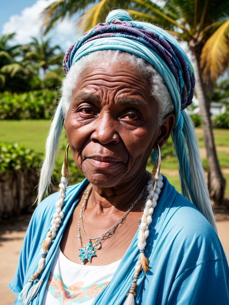 Mature old woman aged 35 who looks like Frozen rapper style in the West Indies