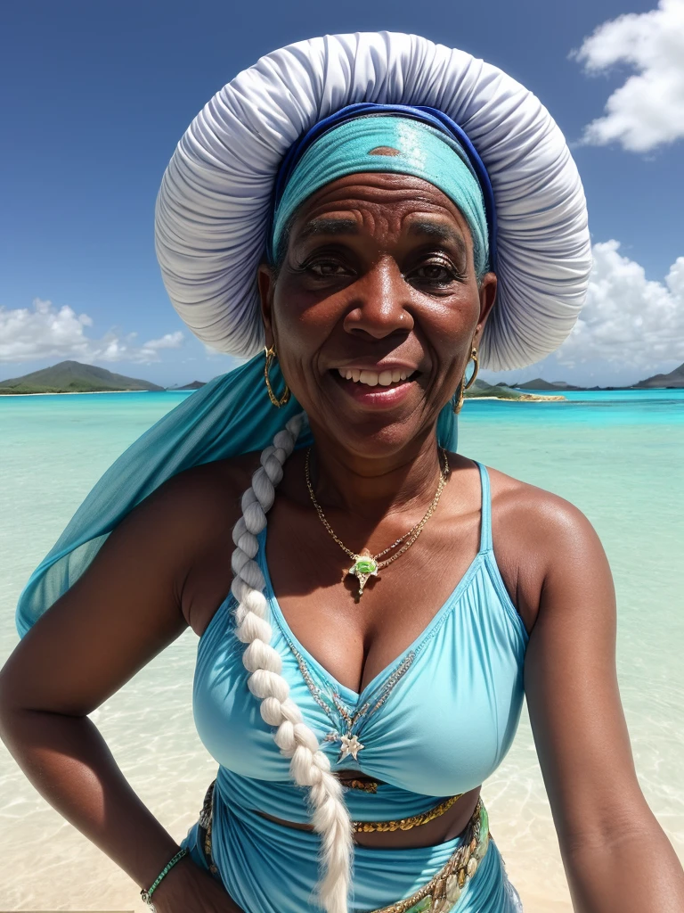 Mature woman aged 35 who looks like Frozen rapper style in the West Indies  