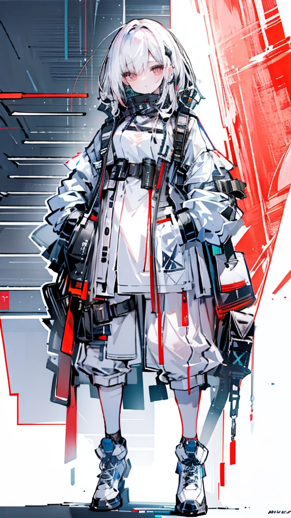 1 redheaded girl, pink eyes, cyberpunk, hand in pocket, white heels, detailed face, beautiful detailed eyes, beautiful detailed lips, extremely detailed eyes and face, long eyelashes, high quality, 4k, 8k, highres, masterpiece:1.2, ultra-detailed, realistic, photorealistic:1.37, HDR, UHD, studio lighting, ultra-fine painting, sharp focus, physically-based rendering, extreme detail description, professional, vivid colors, bokeh, portraits, sci-fi, neon lights