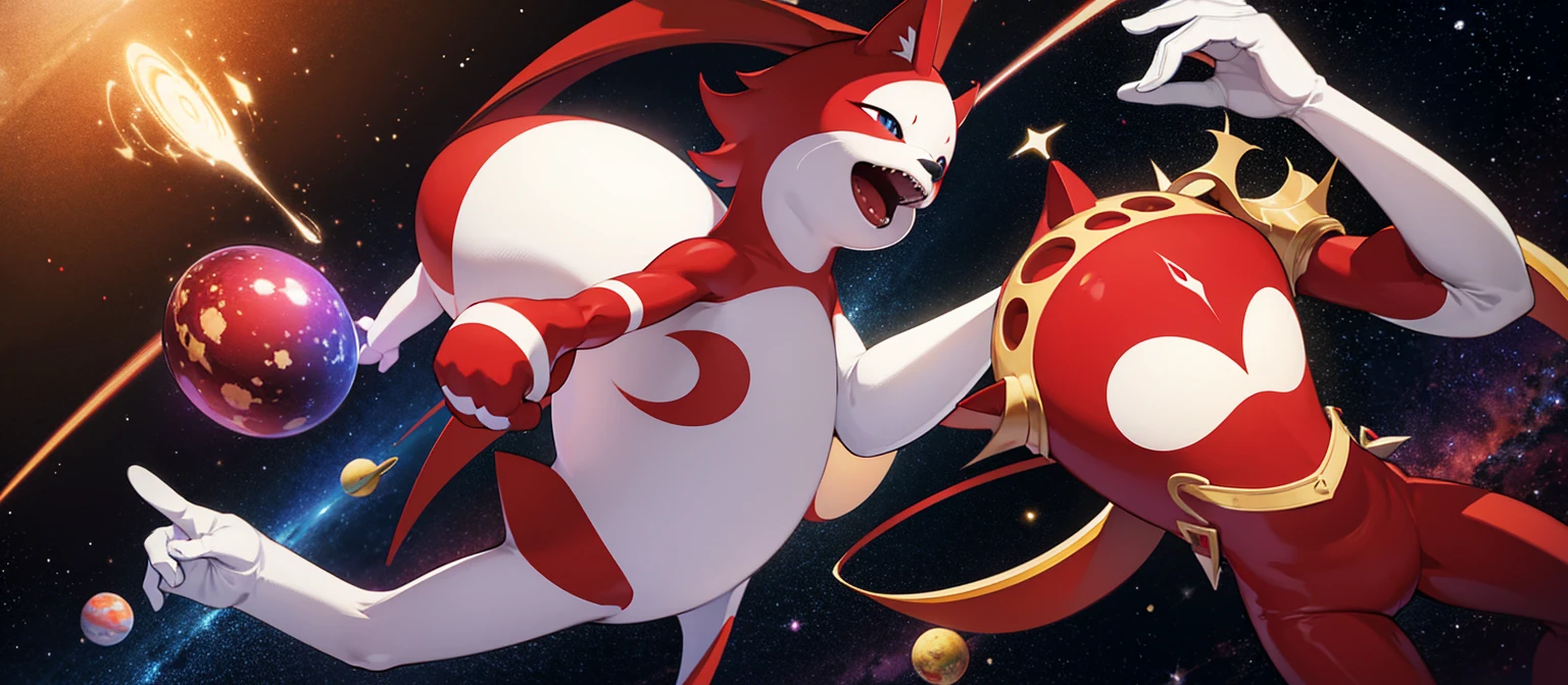 Dios cumbia , red, space , galaxy, anthropomorphic 