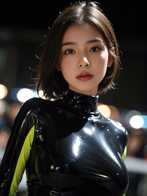 (RAW Photos:1.2)、Highest quality、Beautiful detailed girl、Tight Latex Suit、Latex bodysuit, Highly detailed eyes and face、Beautiful and fine details、Large file size、High resolution、High resolution、8k wallpaper details、Highly detailed Ticker uniform 8K wallpaper、Light on the face、Cinema Lighting、-yeld giSexy pose、(Photorealism:1.4)、Awareness-raising、Surrealism、 From below、Super Detail、masterpiece