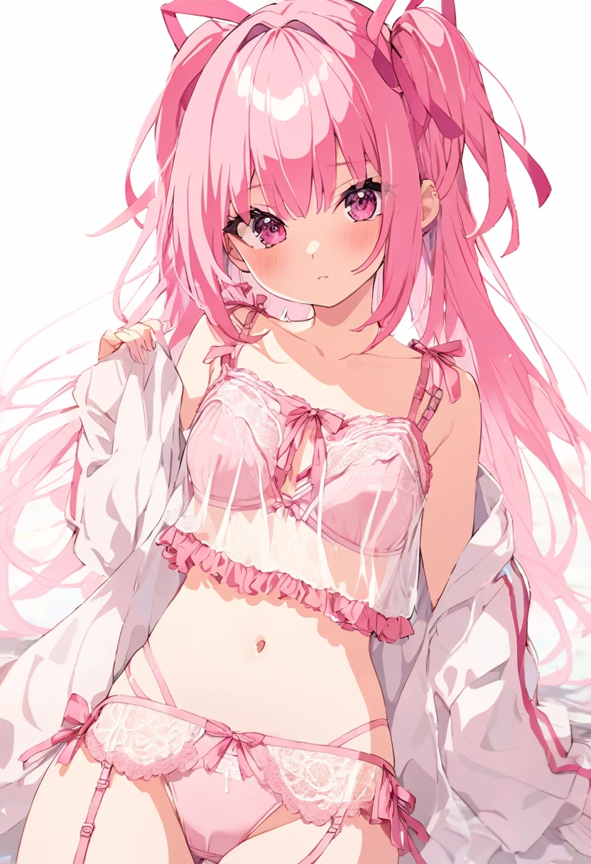 Zero two,transparent lingerie,pink panties,beautiful,only