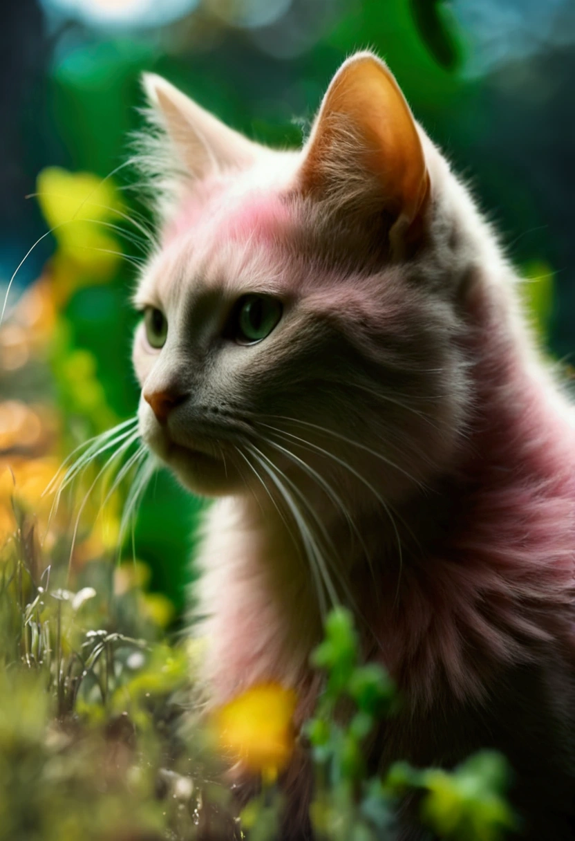 cat, pink fur