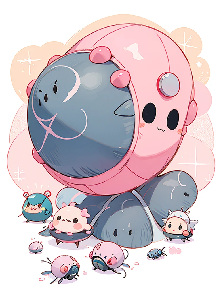 Black Star Pink and White style, Kawaii Design, The most beautiful girl of all time、chibi, Cute pillbug