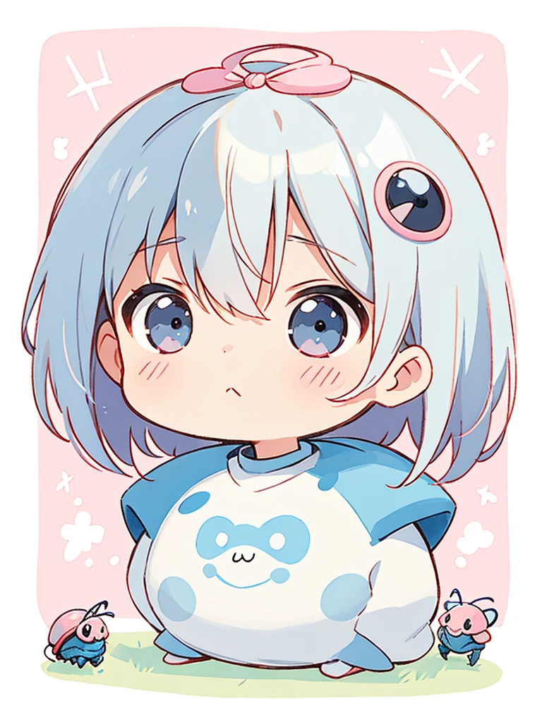 Black Star Pink and White style, Kawaii Design, The most beautiful girl of all time、chibi, Cute pillbug