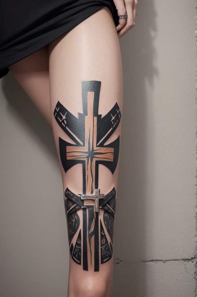 Make the cross of Christ in tattoo style 