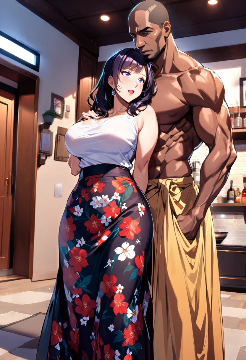 (ung man), (1 asian Mom), (Duet), A mom seduces a young blackman,(strong and naked black man,short pantuscle body,bodybuilder),(a young mom with big breasts,narrow waist,bare shoulders,(long skirt dressed, floral print, naked), European 40 year old milfs and th1 young black man r, best quality:1.4), (Ultra-high resolution:1.2), (8K, RAW photos:1.2), Laurena Lexis, (1 Mom, 1 son), Moms showing off their curves, bend down, Wearing sexy clothes and shorts, and their young son, Clear eyes, A mother and her young son, ((French Kiss))