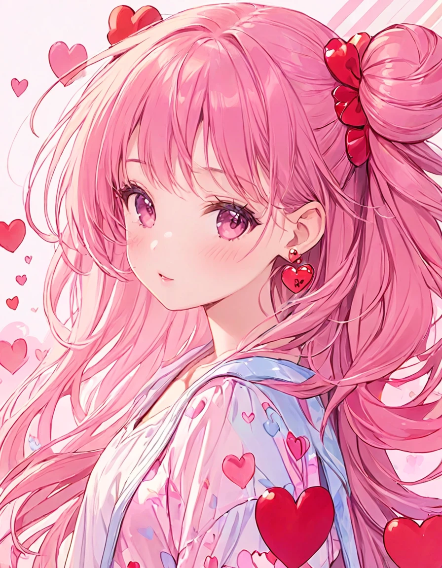 Momoko Sakura pink and Red style, Simple Line Initialism,Abstract art,Kawaii Design, The most beautiful girl of all time、chibi, (((Cute pillbugs))), colorful hearts