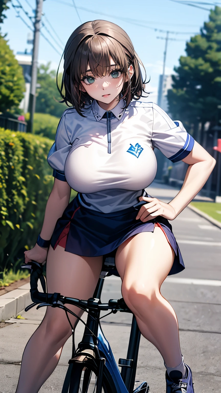 (Very delicate and beautiful:1.2)super model,,Big Breasts,Beautiful breasts,voluptuous,【bike shorts】,,【3girls】,,Highest quality, High resolution, 8k,Kick in a hurry,mini skirt.Gal