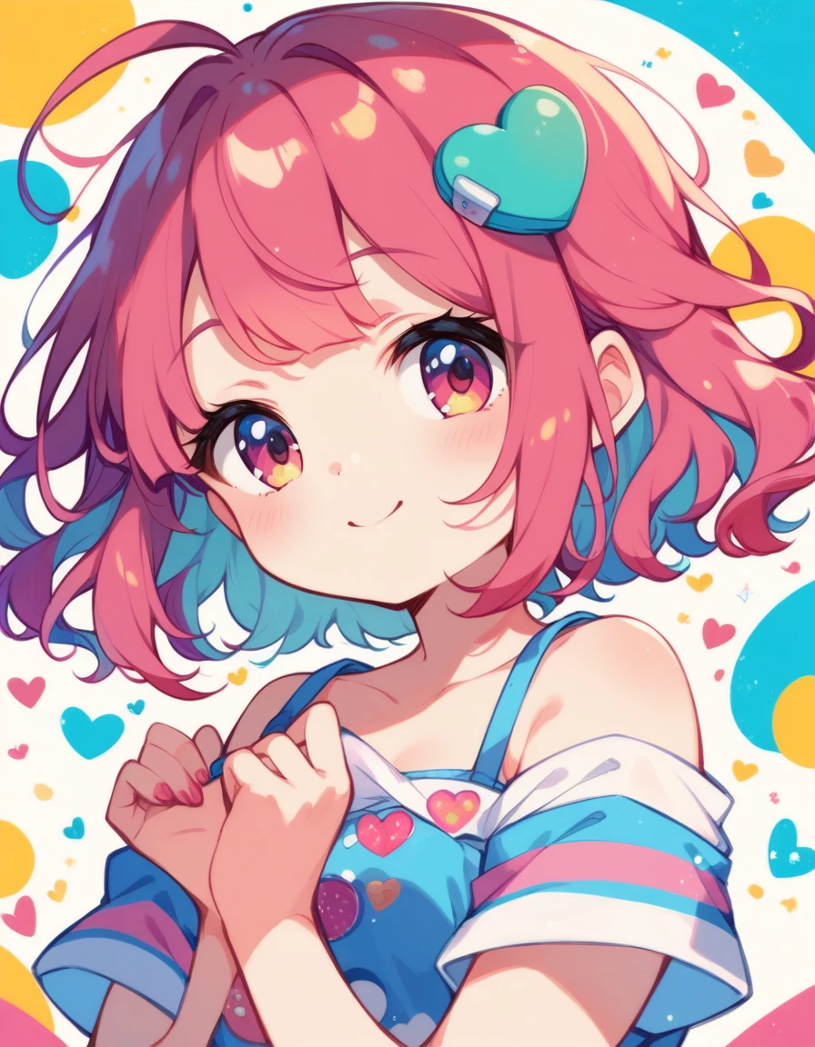 Momoko Sakura pink and Red style, Simple Line Initialism,Abstract art,Kawaii Design, The most beautiful girl of all time、chibi, (((Cute pillbugs))), colorful hearts