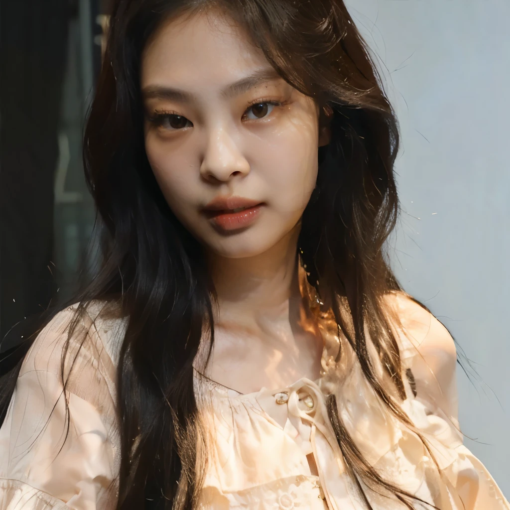 Jennie Kim, black hair, Wavy, full lips, doll lips, large eyes.