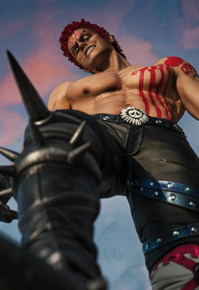 Charlotte katakuri  definited muscles, definited face, sweaty body