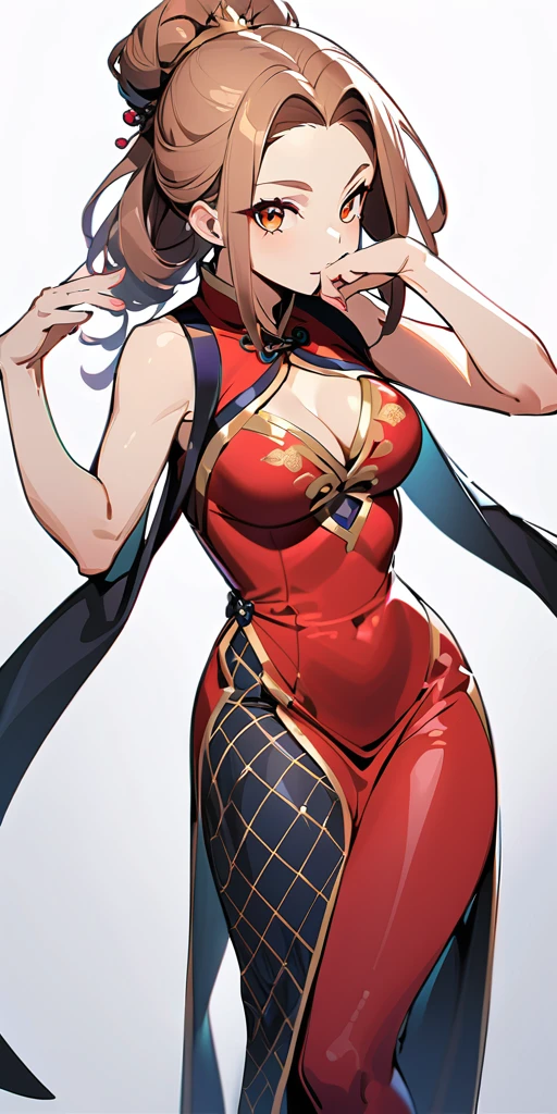 ((Highest quality、masterpiece、Anime Style、Highest quality、High resolution、8k、detailed、ultra-detailed:1.3))、Long legs、Sharp focus:1.2, Beautiful woman with perfect figure:1.4、(smile:1.2), double eyelid、30-year-old woman、Sexy pose、((((Shut your mouth.、One Woman、Chinese clothing:1.5)))),The background is another world