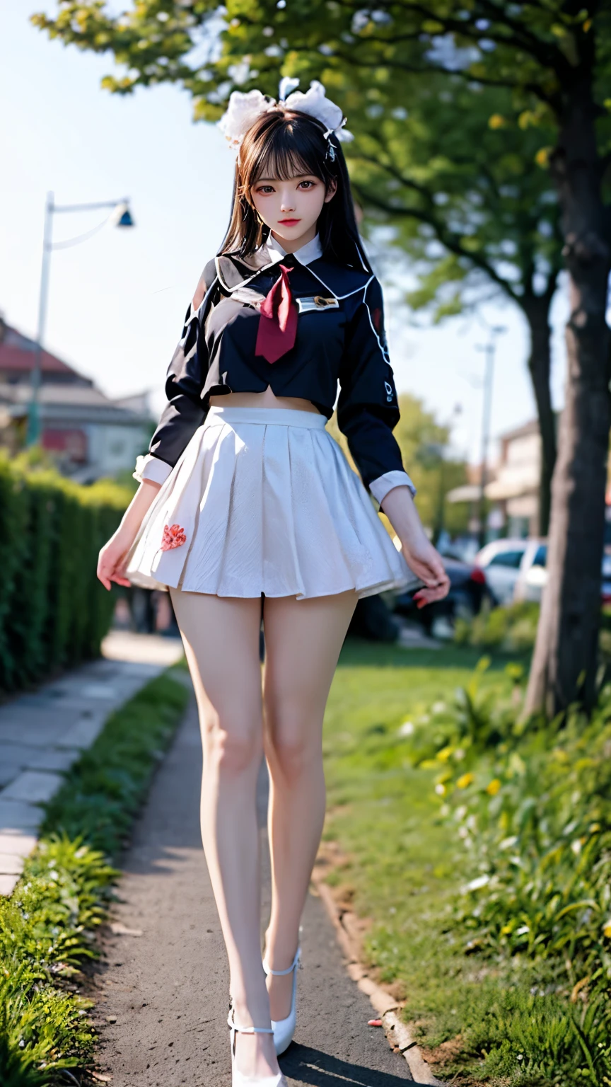 （Very delicate and beautiful：1.2）super model,,Big Breasts,Beautiful breasts,voluptuous,【bike shorts】,,【3girls】,,Highest quality, High resolution, 8k,Kick in a hurry,mini skirt.uniform