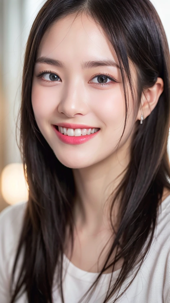 Dressed, (photo Realistic:1.4), (hyper Realistic:1.4), (Realistic:1.3),
(Smoother lighting:1.05), (Improving the lighting quality of movies:0.9), 32K,
One girl,20 year old girl, Realistic lighting, Backlight, Light on the face, Ray-tracing, (Bright light:1.2), (Improvement of quality:1.4),
(Highest Quality Real Texture Skins:1.4), Detailed drawn eyes, Detailed painted face,
(tired and sleepy and joy:0), (smile:1.4), Face close-up, T-Shirts,
(Enhance the mood of your body line:1.1), (Enhances the beauty of skin texture:1.1)