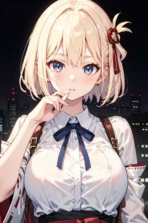 woman、sake、Big Breasts、dress、Blue eyes、Small face、