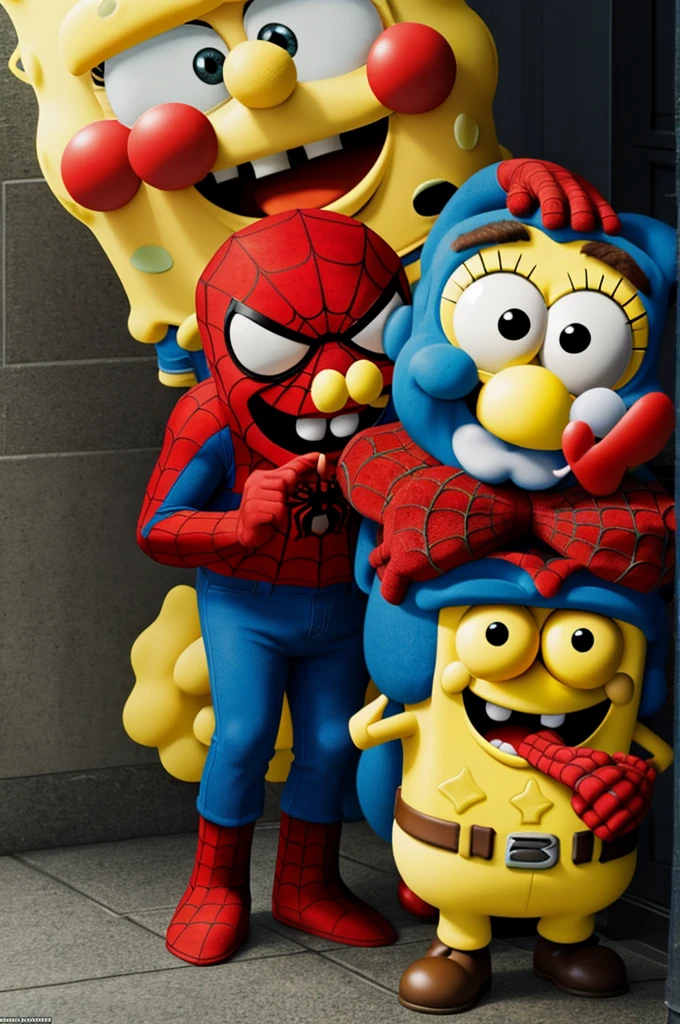 SpongeBob kills a furry and Spiderman cries while Mario laughs