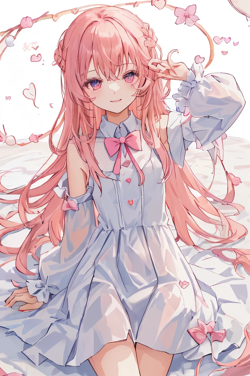 1_girl, (anime, kawai:2), (masterpeice, best_quality, simple, cute, dreamy, vibrant, clean:1.8), (cute, cute_smile, young:1.8), (delicate, beautiful, thin:1.5), (girlfriend, angel:1.6), (green_eyes, simple_eyes:1.5) (long_hair, blond_hair, wearing_pink_dress, pink_angel_wings, sexy_gloves:1.8), extremely_delicate, (love_magic:1.5), (age_size_fits_body), (small_thighs:1.3), (breasts), (eye_level:1.3), (heart_magic, love:1.5)