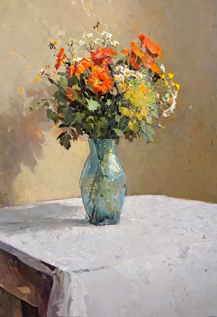 Vase with flowers on the table