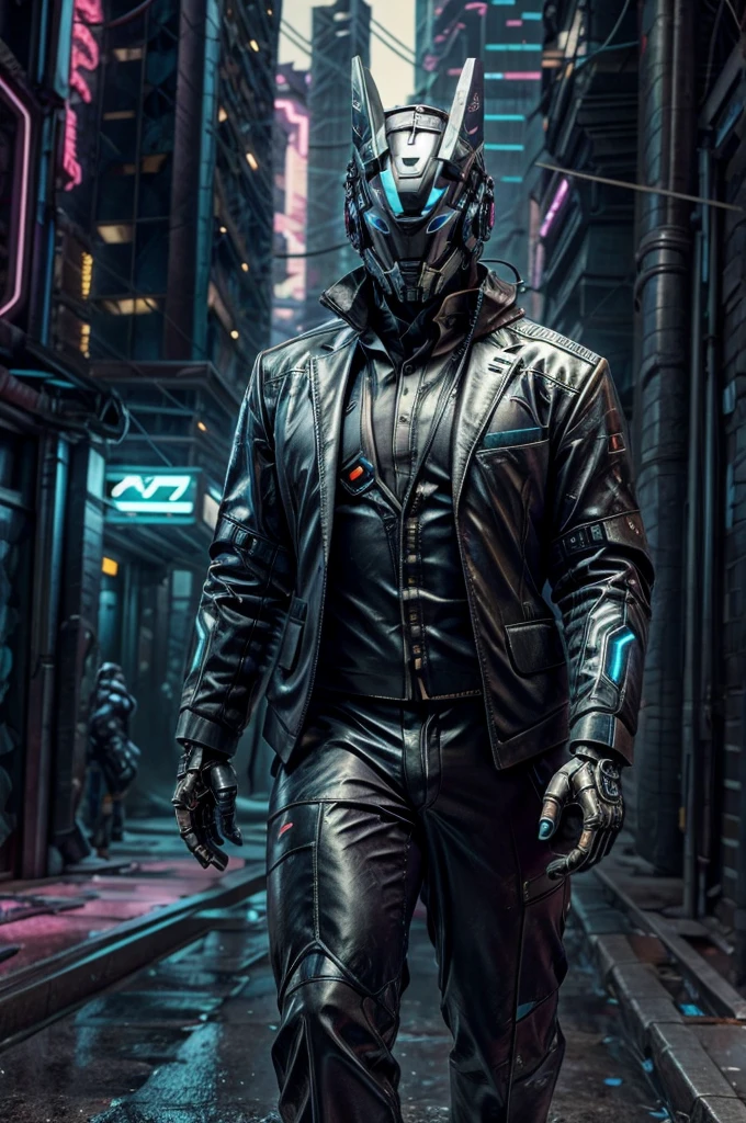 male, (muscular, full nude, only Glowing cyberpunk future helmet, business suit, casual suit,) realistic,