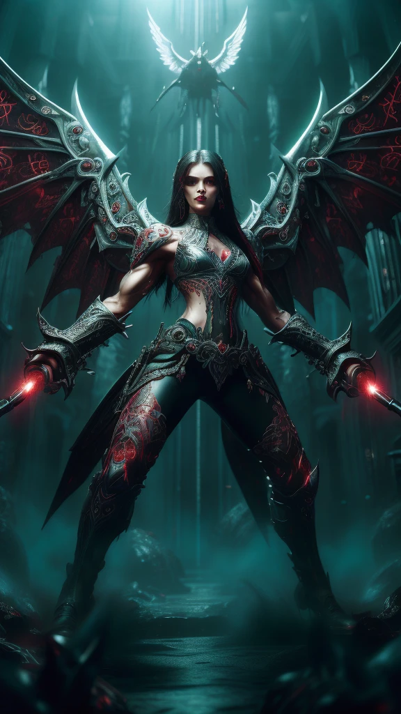Cute Japanese woman, (16 years old), (Very cute face: 1.3), Red lips, white moist skin, mole, melancholy expression,
BREAK,
Female fitness model body, Hard toned feminine body, (Muscles: 1.2), (Beautiful navel),
BREAK,
Female superior ancient strigoi vampire, Horror, Angel wings, Black wings, Red jewelry, (Large wings: 1.4), Satan, Hellfire, Full body, Devil, Flame,
BREAK,
(Very large machine gun: 1.4), (Holding machine gun: 1.3), (Fighting: 1.2), (Taking a fighting stance), (Firing machine gun: 1.2),
BREAK,
(Japanese tattoo: 1.4),
BREAK,
Masterpiece, Perfect lighting, Ultra high resolution, 8K, (Very detailed: 1.4), (From the front), Looking at the camera,
BREAK,
(Large red and white radio tower: 1.2), (Large radio tower background: 1.2), (Neon lights: 1.2),