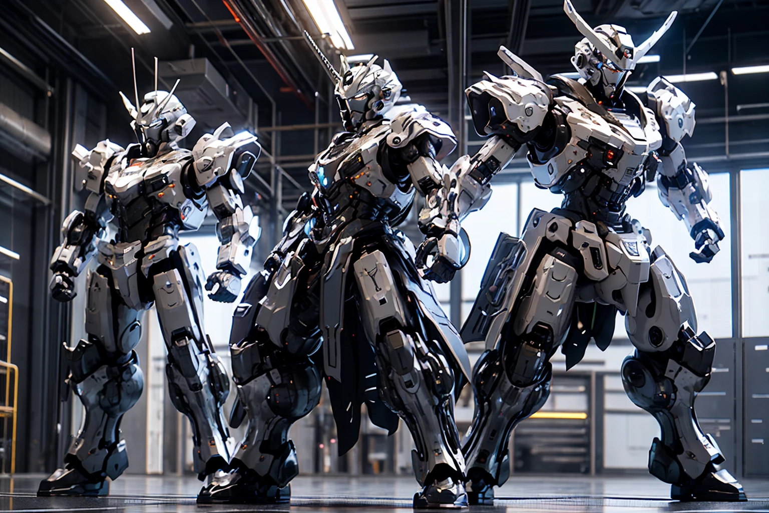 Generates an imposing full-body shot of a sentinel robot, a vigilant and defensive force in the futuristic realm. The armor must have a strong and fortified design., adorned with protective plates and intricate defensive patterns. Equip the robot with a built-in energy shield., projecting an aura of resilience. The helm must have an imposing visor., capturing the essence of a vigilant guardian. Proportions must convey strength and stability., showing the role of the mech as a steadfast defender. The pose should reflect a sense of alertness., Ready to protect allies from any imminent threat.. the bottom, If any, should complement the defensive theme, perhaps with a futuristic fortified landscape or an urban landscape under protection. This sentinel robot is a symbol of unwavering defense and resistance., a powerful guardian on the futuristic battlefield.