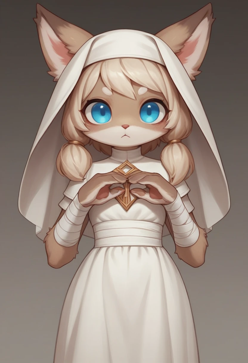 score_9, score_8_up, score_7_up, score_6_up, score_5_up, score_4_up,Yone, League of Legends, ((Better quality )),((Anthro female)) , wearing nun Clothing dress , Black Shadow body , wearing Bandage , big animal ears, haircut ,Dark blue , ((BLUE pupils)) ,Box series