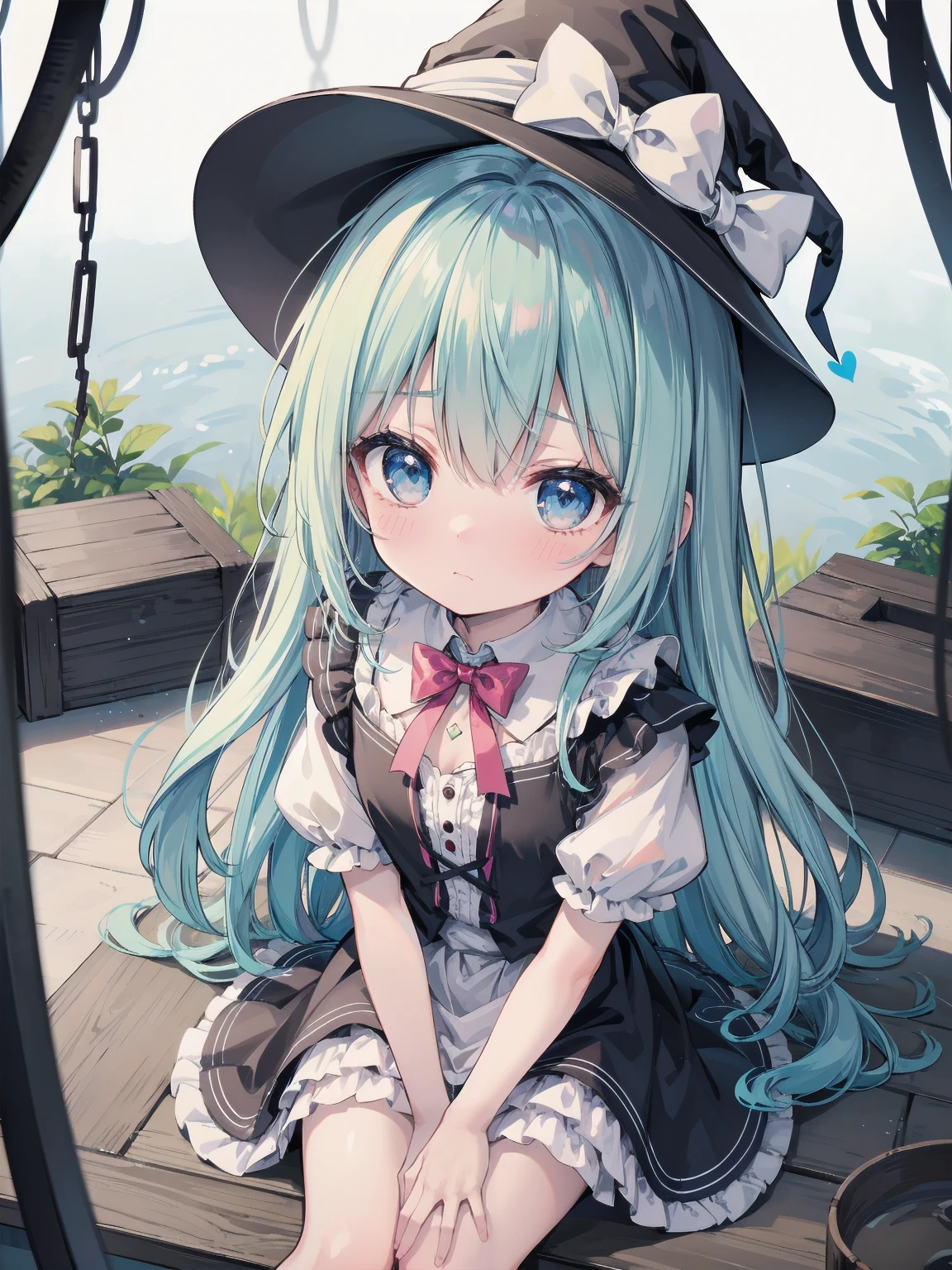 🎶, (🧙♀️), ✡, ✨(black hat), , Alice in Wonderland, Alone, very beautiful, cute, adorable, embarrassed, alone, blue eyes, white skin、look at viewer、looking up,kawaiitech, pastel colors, kawaii, cute colors,Alice in Wonderland, alone, very beautiful, cute, adorable, embarrassed, alone, blue eyes, white skin,skirtlift