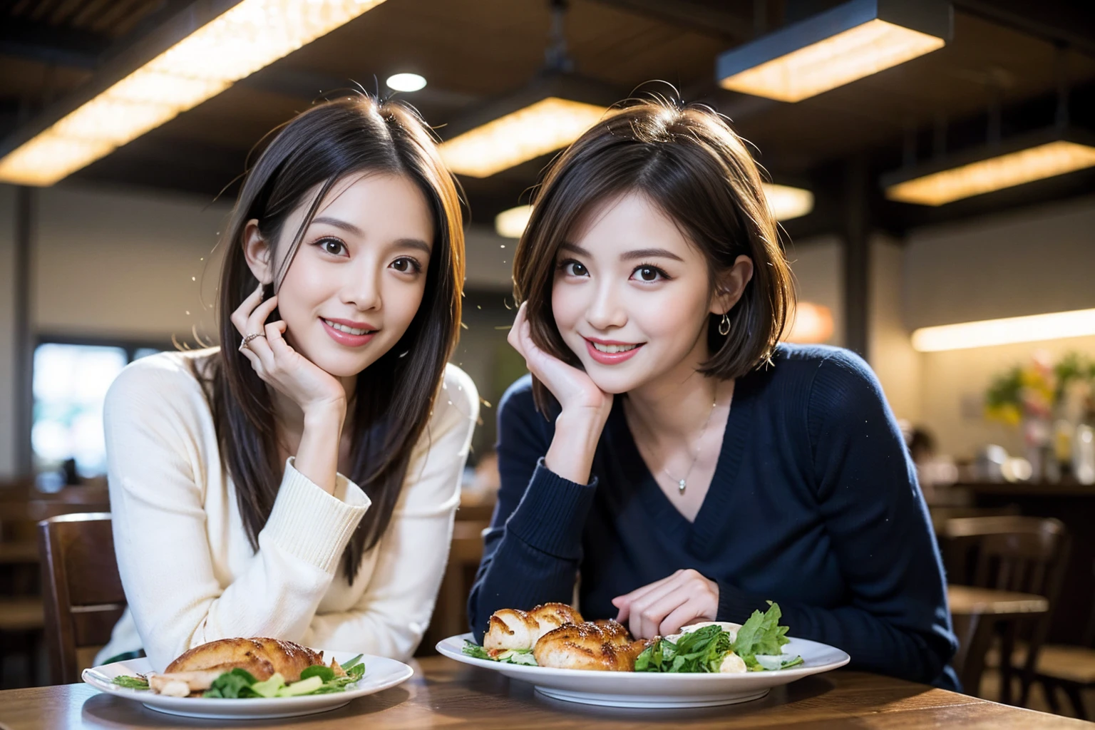 (Realistic:1.1),(masterpiece,Highest quality),8k,(40 years old), 42 years old, slimカップル、Model Couple、actress/actor、Tight waist,Upper Body,full-course dinner、wine 、Amazing view of the sunset sky and clouds、Perfect Anatomy, Brown Hair, short hair,Random Hairstyles,((Highly detailed face and eyes:1.2))(cute顔:1.4),美しいactressの顔,Perfect golden ratio face,Long sleeve shirt、dress,(smile:1.2)、Shortcuts、cute、(Realistic, Intricate details:1.2), A bright smile、short hair,Bright Face、赤wine 、Appetizers、Italian food、wine bottle、Champagne、スパークリングwine、(slimな顔), (The body is slim), (Brown Hair), (Shortcuts), Upper Body, 白wine, slim, wineグラス,
