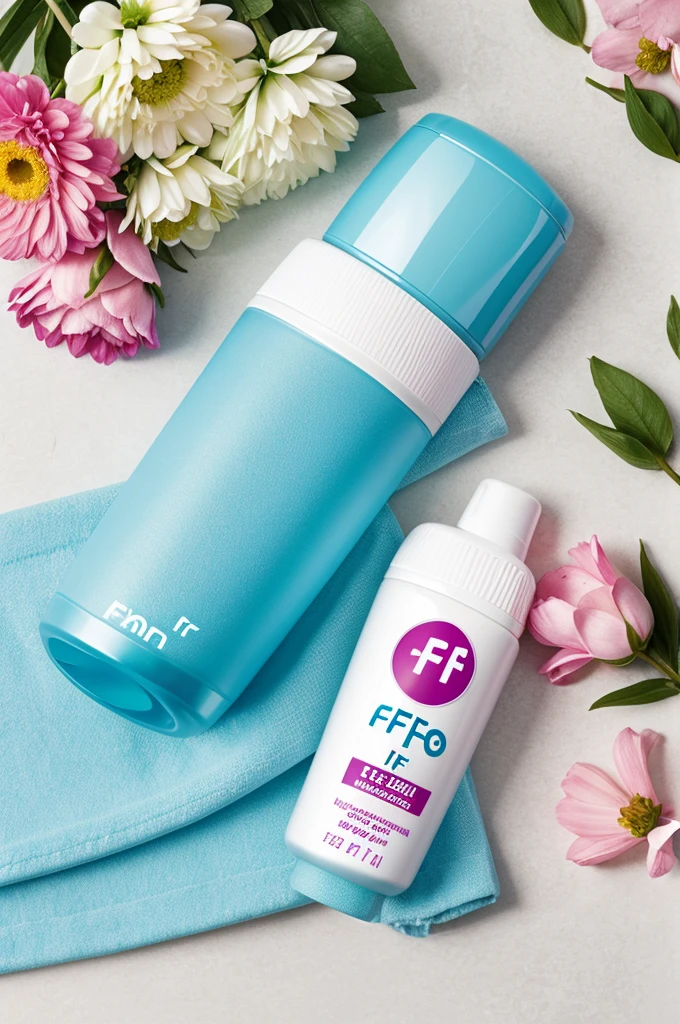 Logo of a deodorant with the letter f with flowers that makes me fresh