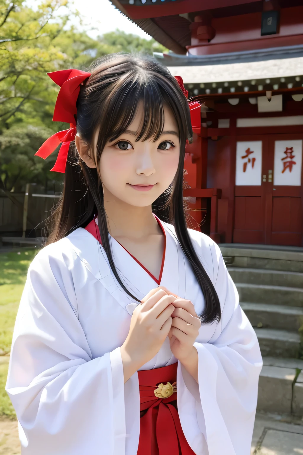 Shrine maiden、cute、shrine、Beauty、
