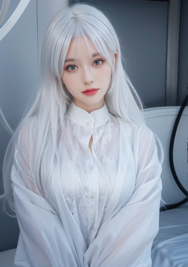 8K high quality，1 woman，White hair：1.5