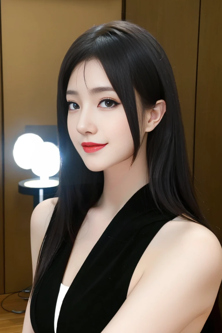  ulzzang-6500-v1.1,(raw photo:1.2),((photorealistic:1.30)), ((best quality)) ,((masterpiece)),((Ultra High Resolution)), ((Clear View)),,Ultra-high resolution,Clear face,（Reality：1.4) ,  illustration, an extremely delicate and beautiful, extremely detailed ,CG ,unity ,8k wallpaper, Amazing, finely detail, masterpiece,best quality,official art,extremely detailed CG unity 8k wallpaper,absurdres, incredibly absurdres, huge filesize, ultra-detailed, highres, extremely detailed,beautiful detailed girl, extremely detailed eyes and face, beautiful detailed eyes,light on face,cinematic lighting, 1girl, 独奏, long hair, black hair, hair ornament, jewelry, Earring, Blue eyes, Double eyelids, blush, sharp nose, Red nose, smile, 