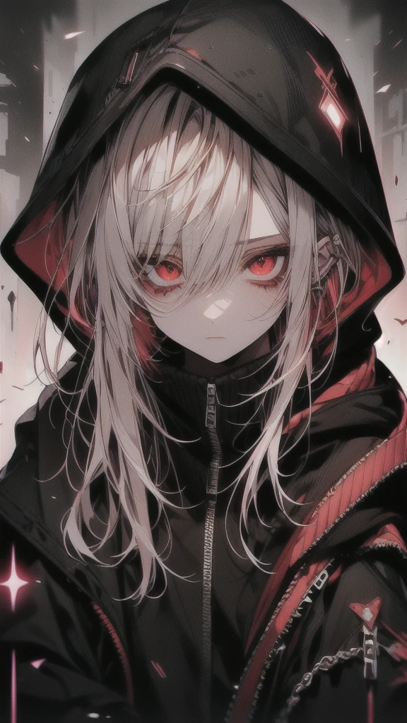 A woman with red eyes wearing a black cloak stands in the snow, Gothic Maiden Anime Girl, Nightcore, Beautiful Necromancer, Jan J, From Arknights, With eyes that glow red, Red eyes glow, Dark fantasy art, Glowing red eyes, Beautiful Necromancer girl, Cyberpunk anime girl in a hoodie, Highly detailed art gems