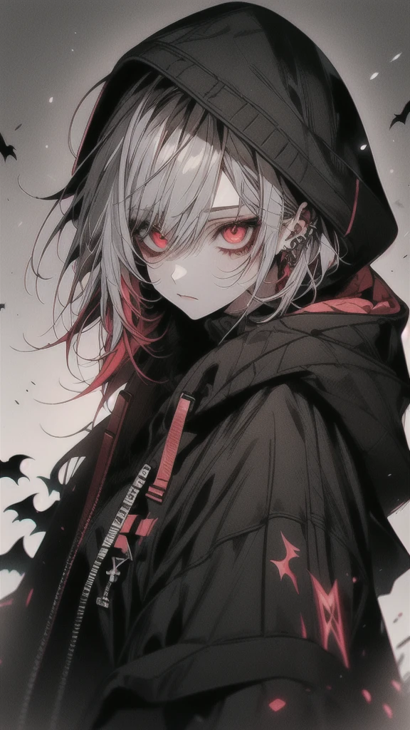 A woman with red eyes wearing a black cloak stands in the snow, Gothic Maiden Anime Girl, Nightcore, Beautiful Necromancer, Jan J, From Arknights, With eyes that glow red, Red eyes glow, Dark fantasy art, Glowing red eyes, Beautiful Necromancer girl, Cyberpunk anime girl in a hoodie, Highly detailed art gems