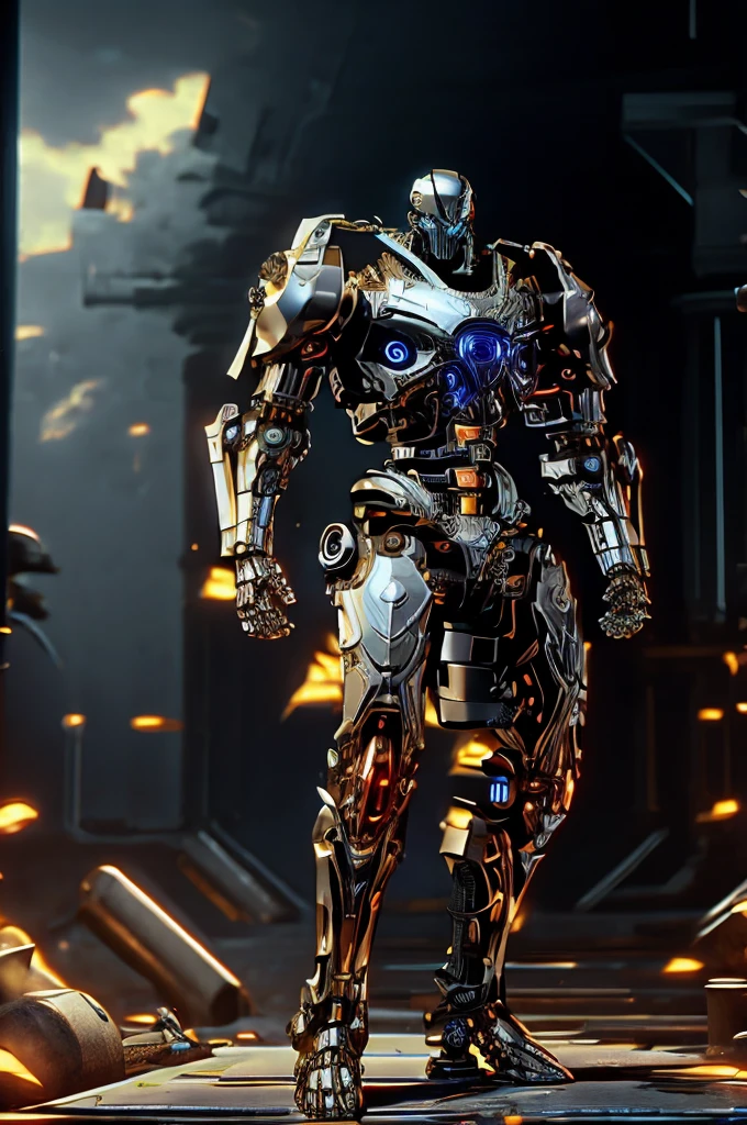 Mideval terminator, wearing a knight's armor