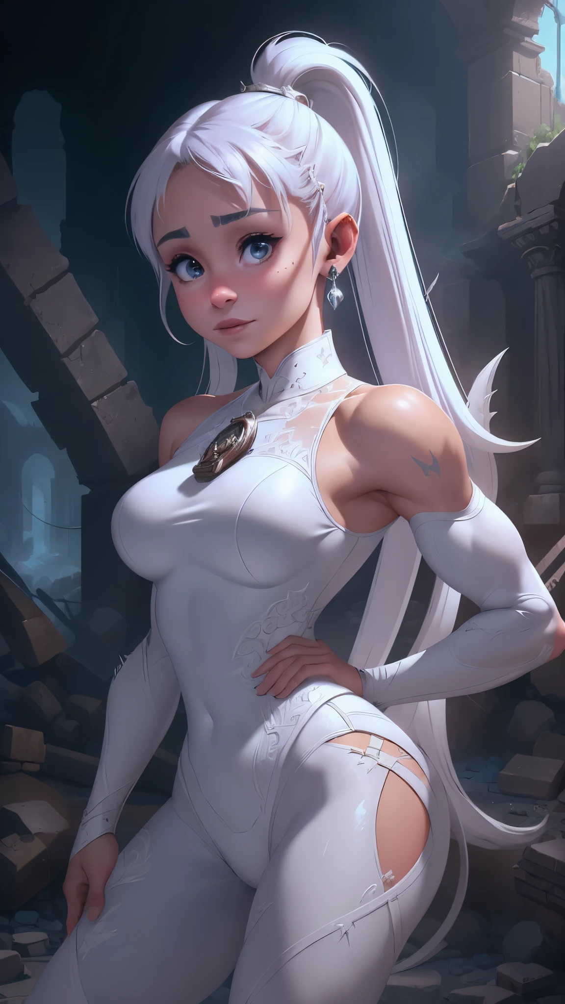 (The best quality,A high resolution,Ultra - detailed,actual),Ariana Grande, ( beautiful  in gym:1.4) , (BodySuit white látex :1.4), (fitness vallet :1.4) , fashion, Model, epic fantasy art style hd, 4K fantasy art, epic fantasy digital art style, epic fantasy art style, Fantasy Woman, epic fantasy art portrait, Epic fantasy style, hyperrealistic fantasy art, hd fantasy art, epic fantasy character art, epic fantasy art, in style of dark fantasy art, epic fantasy digital art, (valet gym :1.4),( cowboy pose), ,(Dungeon ruins background in ruined gym :1.4 ), (perfect anatomy :1.4),( face detailed :1.4),( Ariana Grande :1.4) 