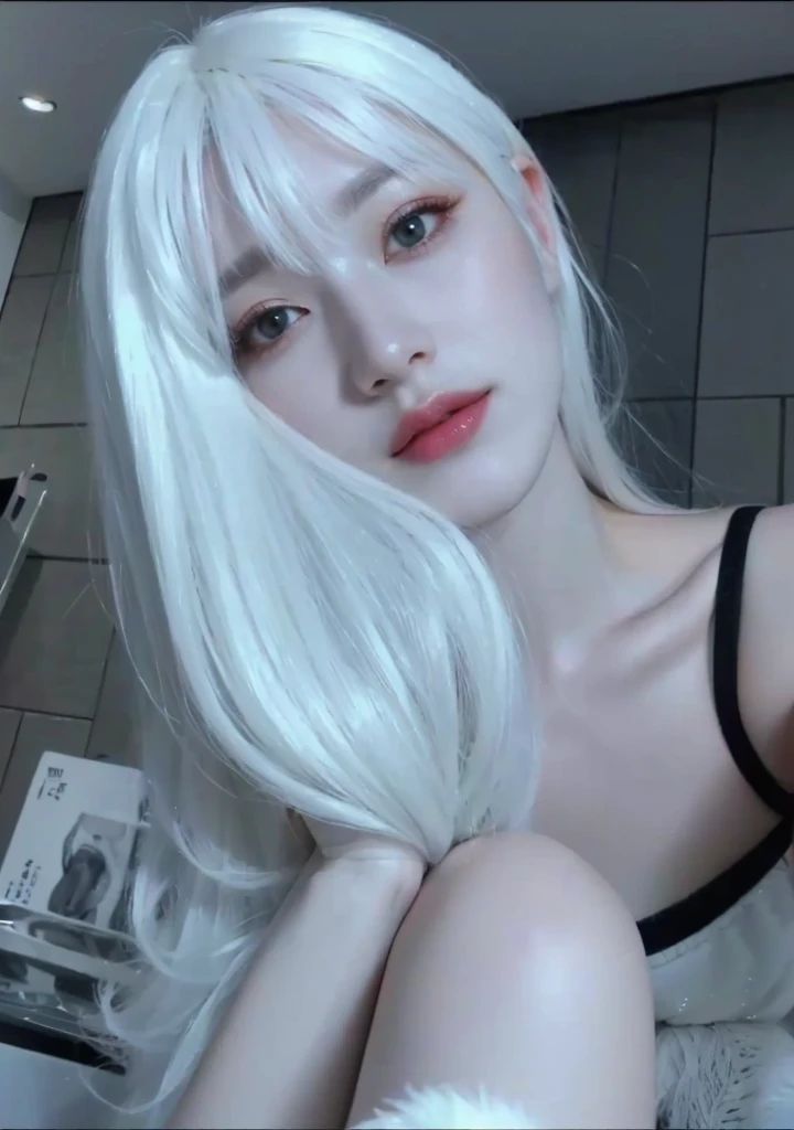 8K high quality,1 woman,White hair:1.5