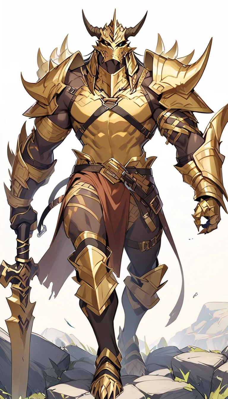 A golden dragonborn barbarian 