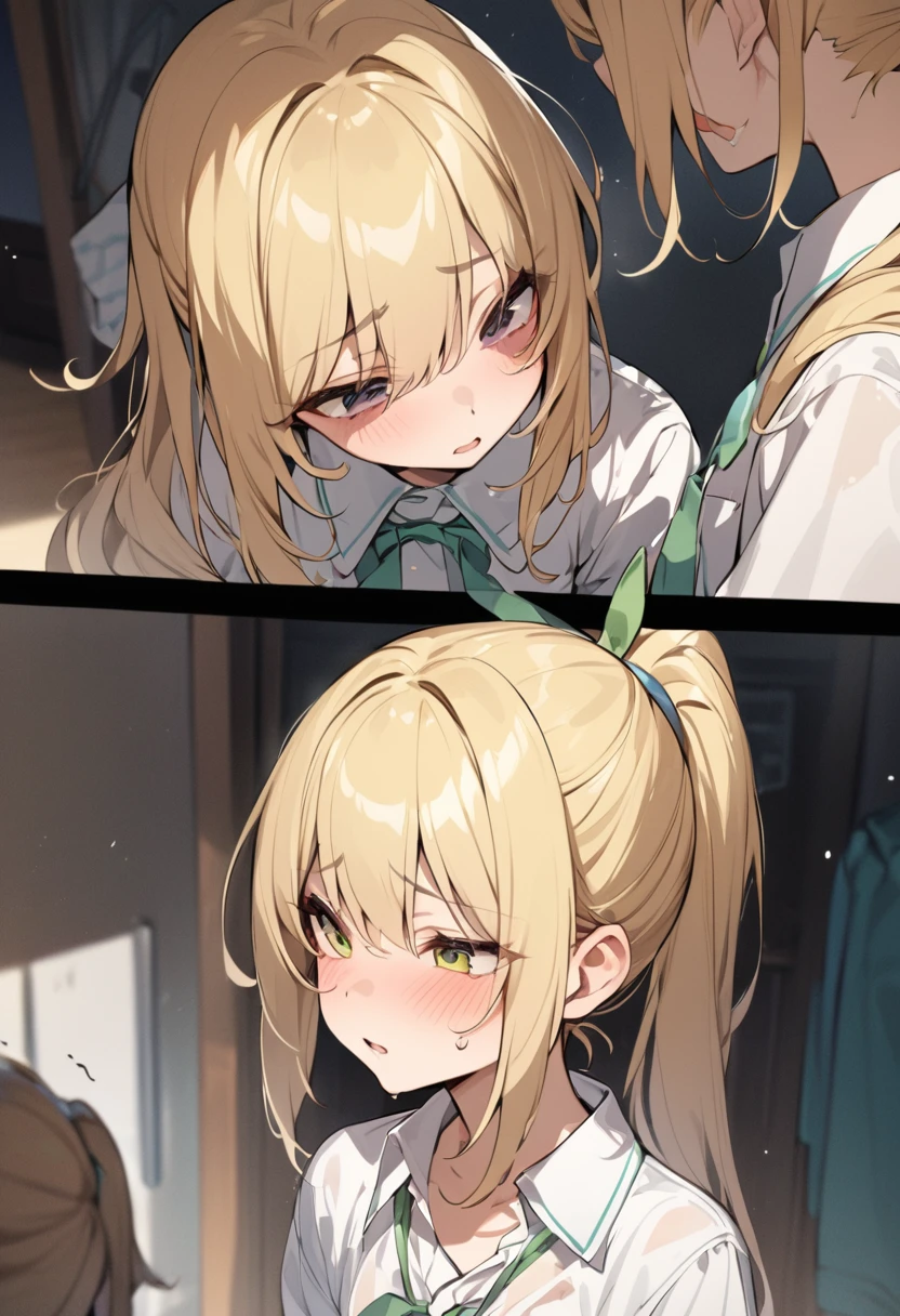 high resolution、masterpiece、middle School girls、Blonde、Tsundere、ponytail、Bunny girl、Hole in clothes