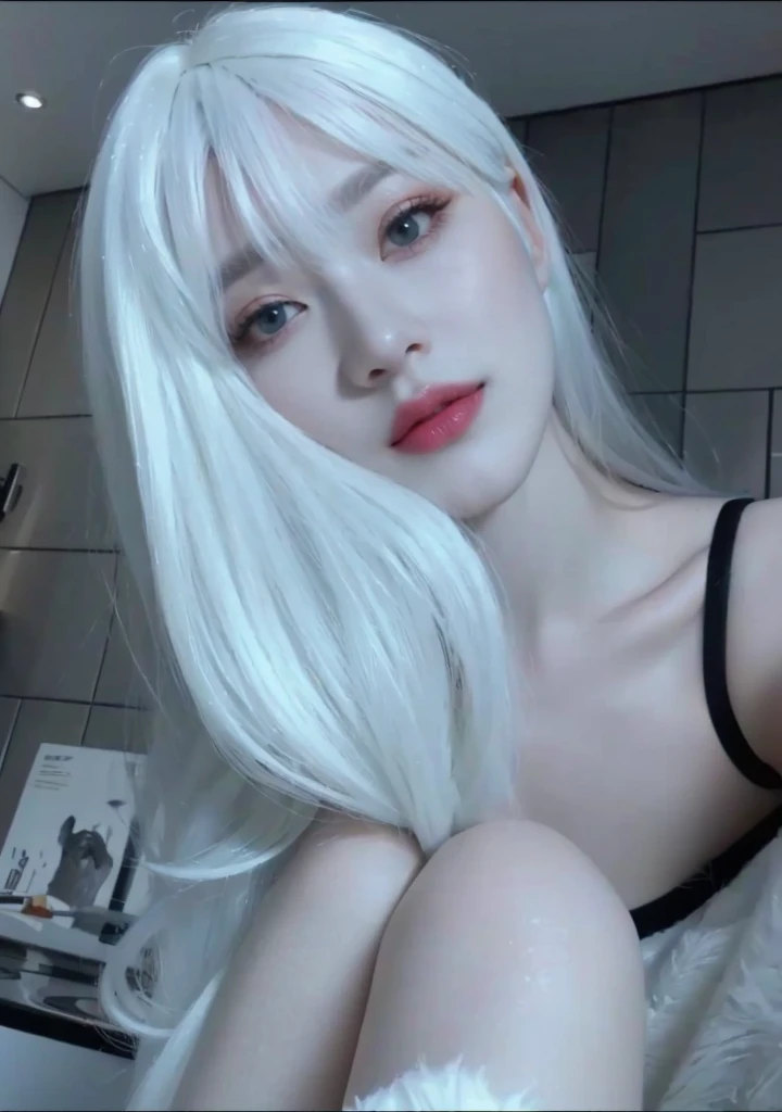 8K high quality,1 woman,White hair:1.5