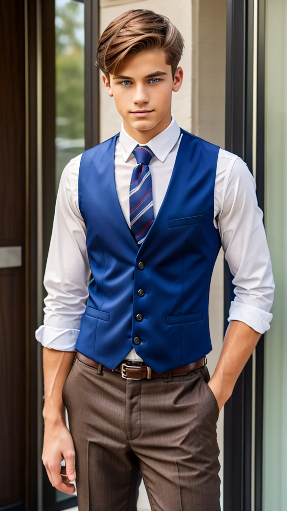 19 year old male wearing tie and lomg sleveed button up with vest with dress pants and 3 belts
4K HIGH REZ
Physical Description: Brown colored hair and skinny build. 5"5 and 150 LB. Blue eyes.
.