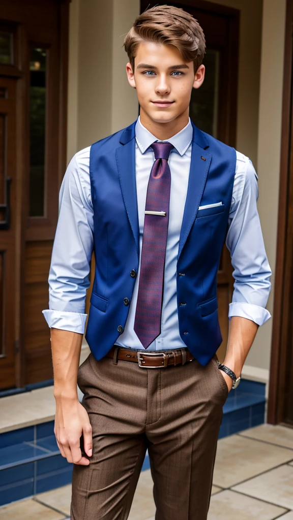 19 year old male wearing tie and lomg sleveed button up with vest with dress pants and 3 belts
4K HIGH REZ
Physical Description: Brown colored hair and skinny build. 5"5 and 150 LB. Blue eyes.
.