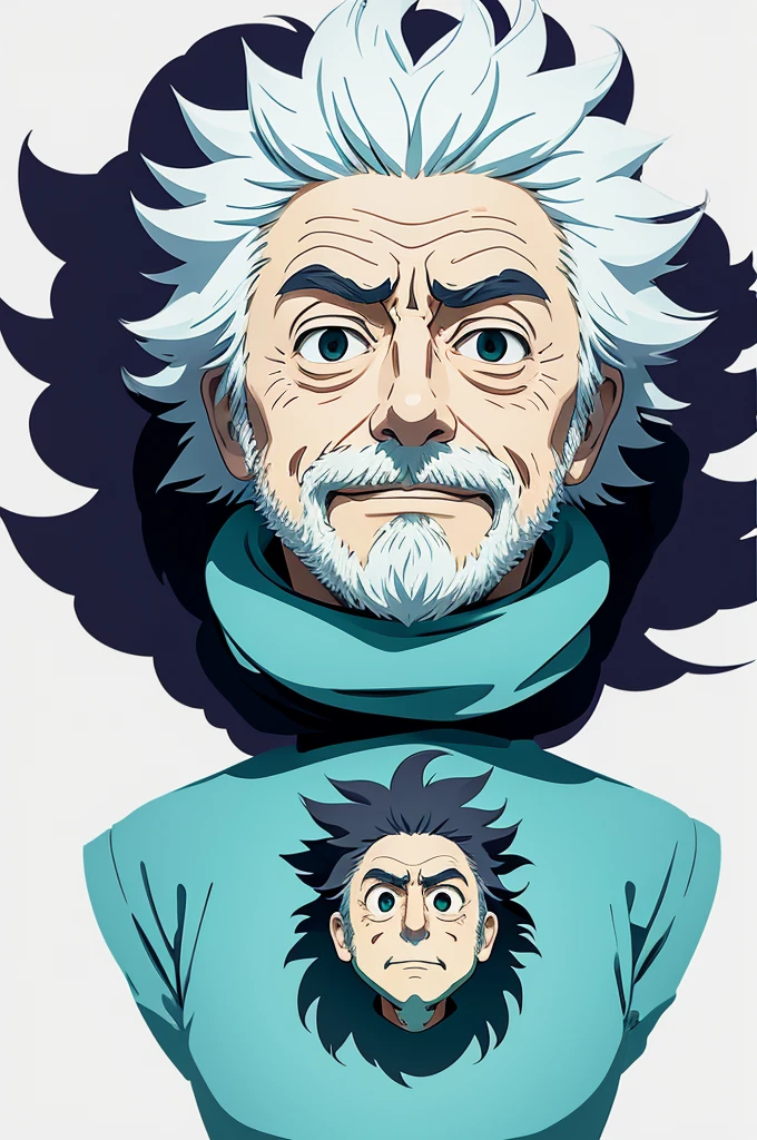 Rick Sanchez Ghibli style, Floating head, White background 