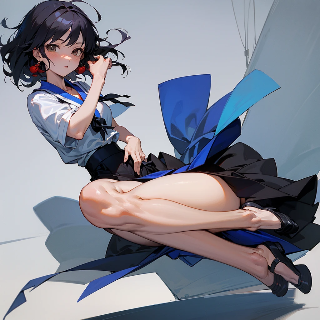 High resolution, masterpiece quality, good eyes, good hand, good body, good texture, 1girl, solo, mikoto urabe, mikoto urabe from mysterious girlfriend, full body, random pose, white thick skin