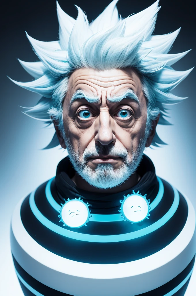 Rick Sanchez chibli style floating head and white background