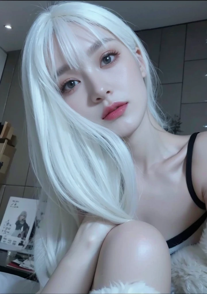 8K high quality,1 woman,White hair:1.5、