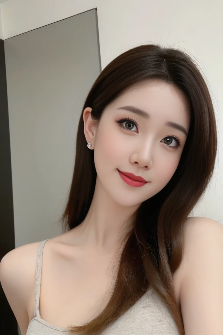  ulzzang-6500-v1.1,(raw photo:1.2),((photorealistic:1.30)), ((best quality)) ,((masterpiece)),((Ultra High Resolution)), ((Clear View)),,Ultra-high resolution,Clear face,（Reality：1.4) ,  illustration, an extremely delicate and beautiful, extremely detailed ,CG ,unity ,8k wallpaper, Amazing, finely detail, masterpiece,best quality,official art,extremely detailed CG unity 8k wallpaper,absurdres, incredibly absurdres, huge filesize, ultra-detailed, highres, extremely detailed,beautiful detailed girl, extremely detailed eyes and face, beautiful detailed eyes,light on face,cinematic lighting, 1girl, 独奏, long hair, black hair, hair ornament, jewelry, Earring, Blue eyes, Double eyelids, blush, sharp nose, Red nose, smile, dress, black dress, standing, upper body, (super Giant breasts:1.5), (shagging breasts:1.3),