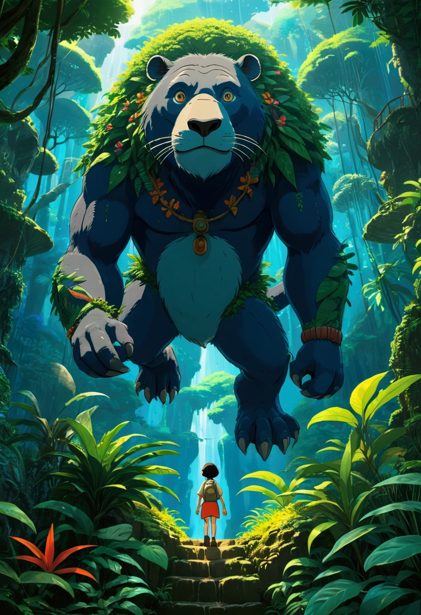 Jungle Adventure, full body, by Vladyslav Yerko, cinematic still, (best quality, masterpiece), very aesthetic, perfect composition, intricate details, ultra-detailed, vivid colors